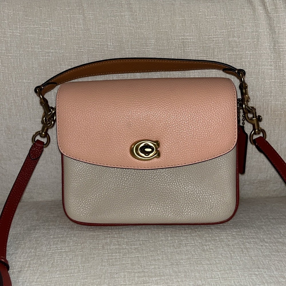 COACH Cassie Crossbody 19 - white/cream and salmon/peach with gold accents